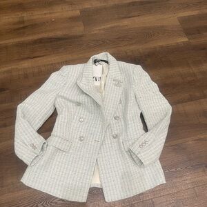 Zara Light Gray Tweed Blazer